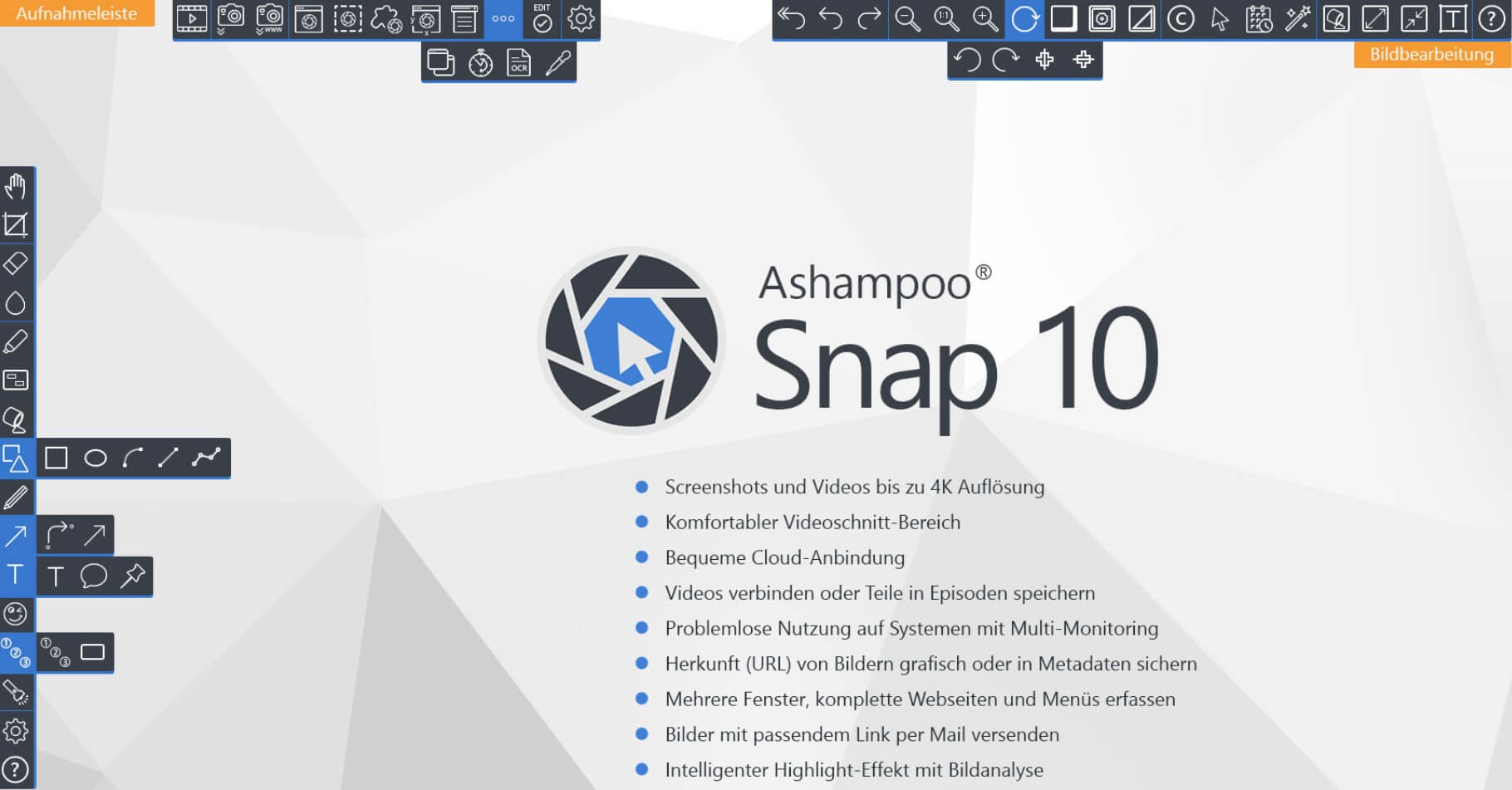 Mit Snap 10 erstellen die Nutzer Screenshots und Screencasts und bearbeiten die Aufnahmen direkt in der Software.